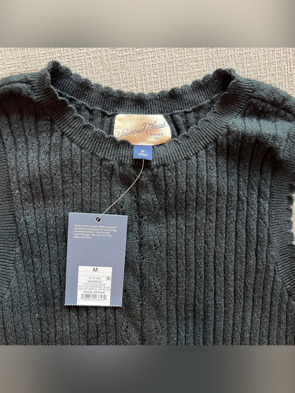 Universal Thread Black Ribbed Sleeveless Knit Top- Medium NWT - Picture 4 of 5